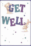 Bursting with heartfelt cheer, this illustrated get well card brings an instant sense of optimism-a sweet teddy bear and a lively puppy appear to leap from the page, the bear gently holding onto oversized, blue-hued letters while the puppy nuzzles the vibrant 'WELL' beneath. The bold use of teal and purple in the letters creates spirited contrast against a creamy white background, reminiscent of the light pouring through EC2's historic arcades. Scattered across the card, stars in glimmering blues and violets evoke a hopeful, uplifting atmosphere-like the gentle hum of local parks after rain. The textures of the bear's fluffy fur and the puppy's velvety ears promise comfort, echoing the soothing touch of a hand-delivered bouquet. More than a simple greeting, this card, when paired with a thoughtful arrangement from EC2 Flowers, becomes an expressive gesture of genuine support, perfect for brightening the day of anyone on the mend in the heart of London's EC2 community.